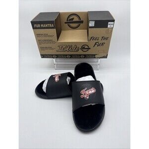 Islide -Men's Indiana Fever Fur Mantra Comfort Slide Sandals, Size : 8  ,  Black